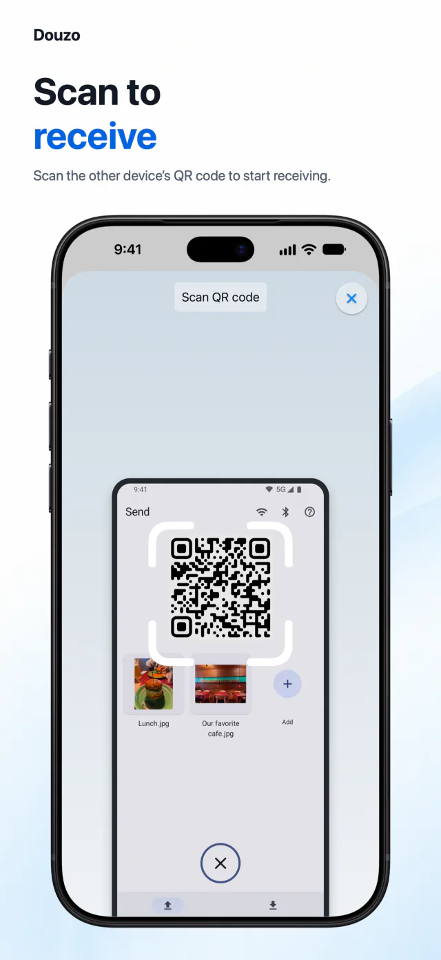 iOS: Scanner reading the sender’s QR code